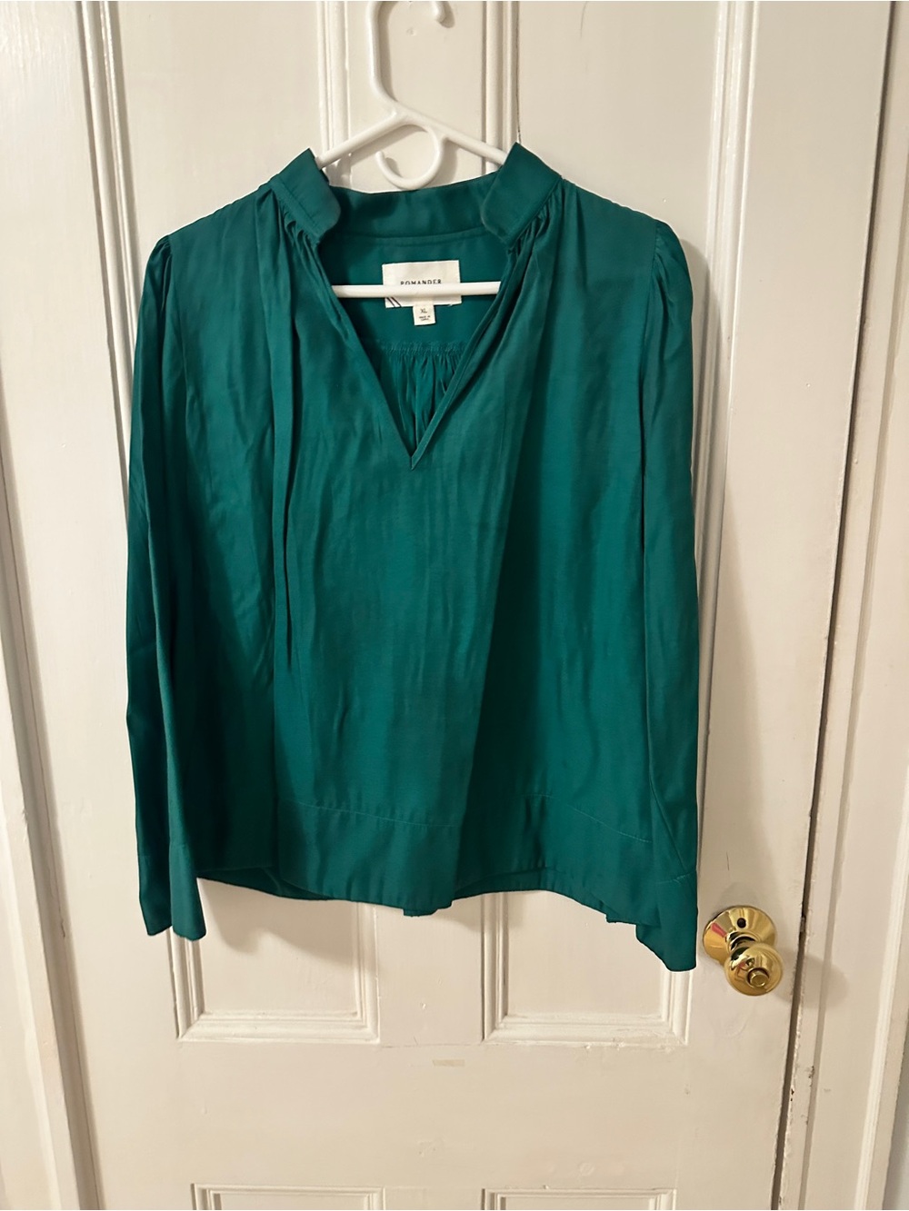 Tuckernuck Teal V-Neck Long Sleeve Blouse